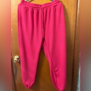 Women’s New Bright Hot Pink Sweatpants With Strings Never Worn
